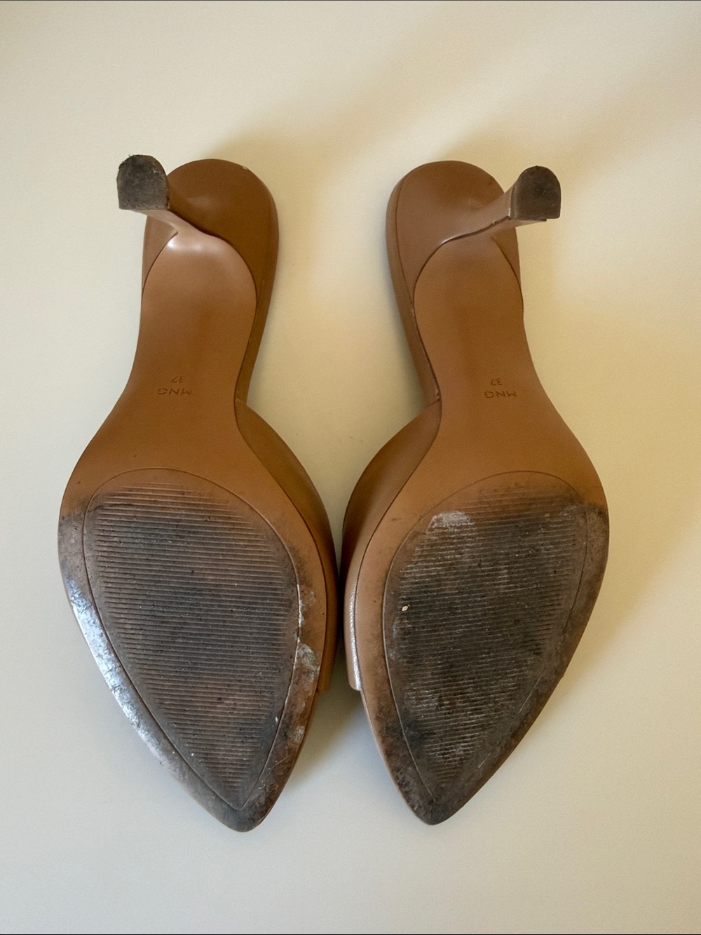 Mango Tan Leather Mule Heels 37 (6.5) - Picture 5 of 6